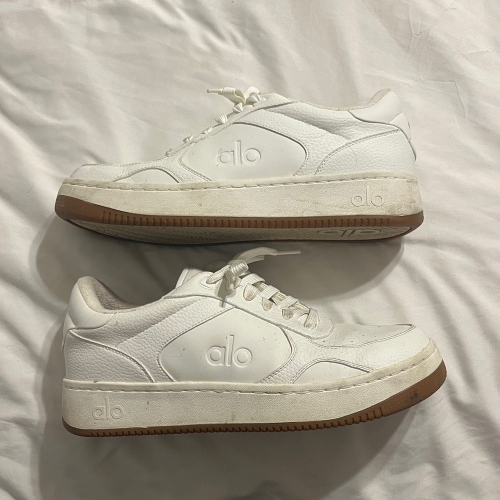 ALO Yoga White and Brown Sneakers